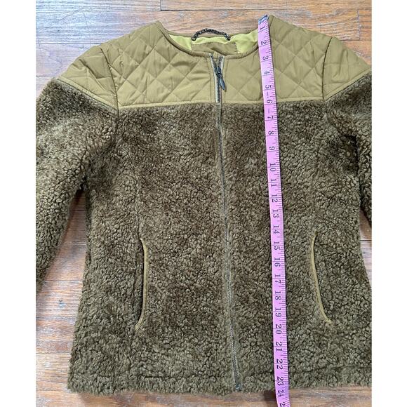 prAna Women's Good Lux Sherpa Quilted Jacket Small Tan Brown Full Zip Fleece - Picture 8 of 10